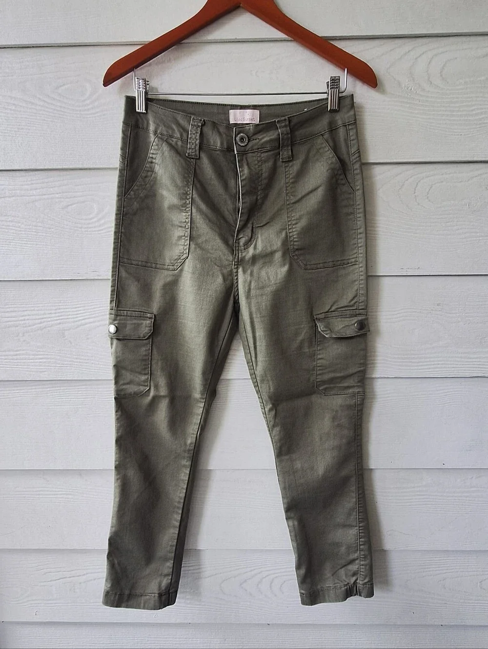 Women's Olive Cargo Skinny Jeans - Picture 3 of 6
